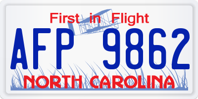 NC license plate AFP9862