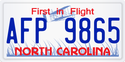 NC license plate AFP9865
