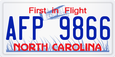 NC license plate AFP9866