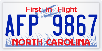 NC license plate AFP9867