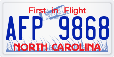 NC license plate AFP9868