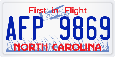 NC license plate AFP9869