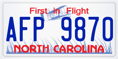 NC license plate AFP9870