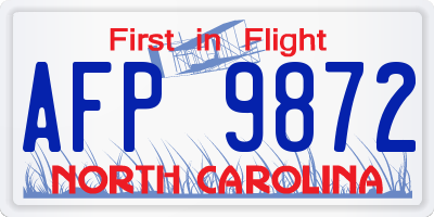 NC license plate AFP9872