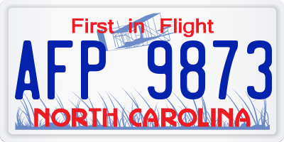 NC license plate AFP9873