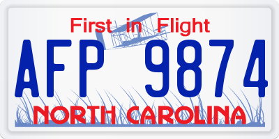NC license plate AFP9874