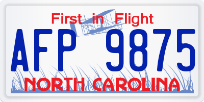 NC license plate AFP9875