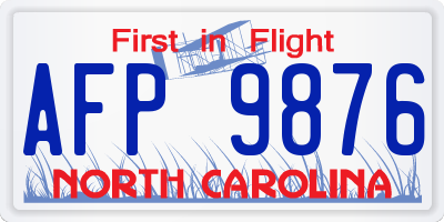 NC license plate AFP9876