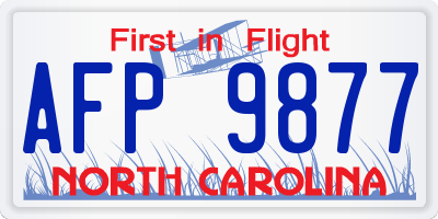 NC license plate AFP9877