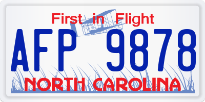 NC license plate AFP9878
