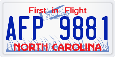 NC license plate AFP9881