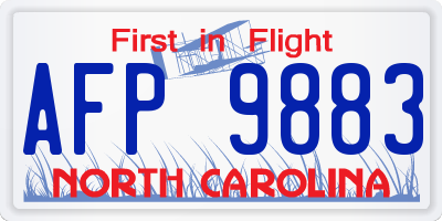 NC license plate AFP9883