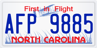 NC license plate AFP9885