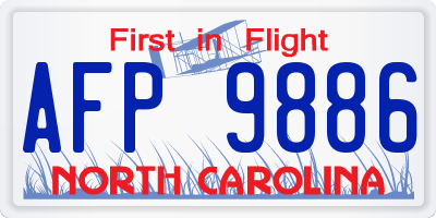 NC license plate AFP9886