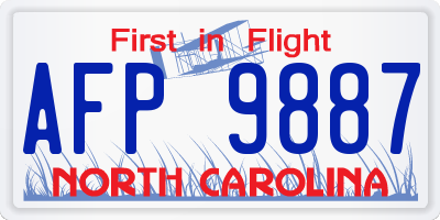 NC license plate AFP9887