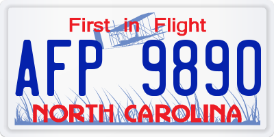 NC license plate AFP9890