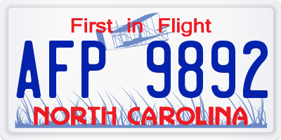 NC license plate AFP9892