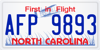 NC license plate AFP9893