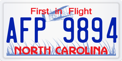 NC license plate AFP9894