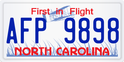 NC license plate AFP9898
