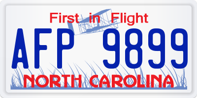 NC license plate AFP9899
