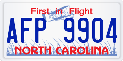 NC license plate AFP9904