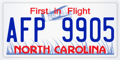 NC license plate AFP9905