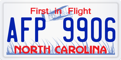NC license plate AFP9906