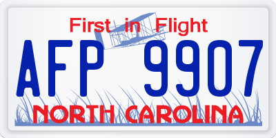 NC license plate AFP9907