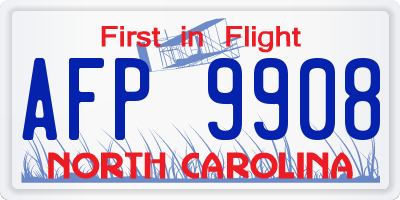 NC license plate AFP9908