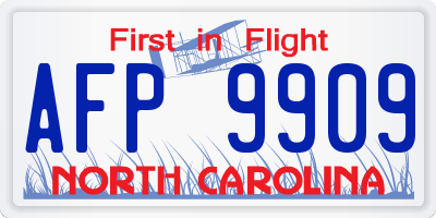 NC license plate AFP9909