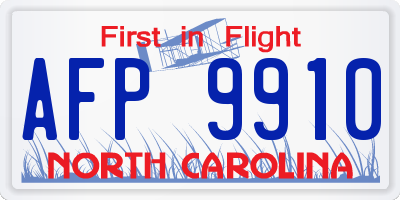 NC license plate AFP9910