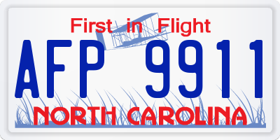 NC license plate AFP9911