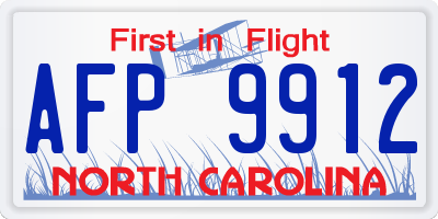 NC license plate AFP9912