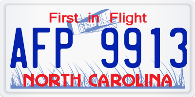 NC license plate AFP9913