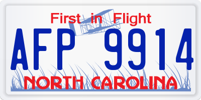 NC license plate AFP9914