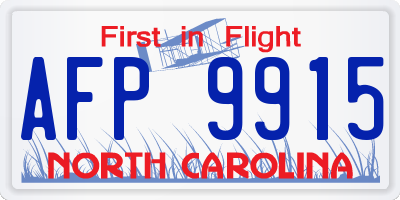 NC license plate AFP9915