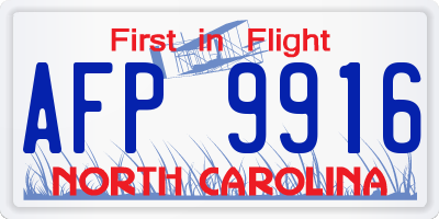 NC license plate AFP9916