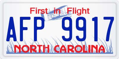 NC license plate AFP9917