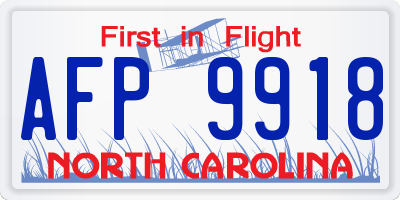 NC license plate AFP9918