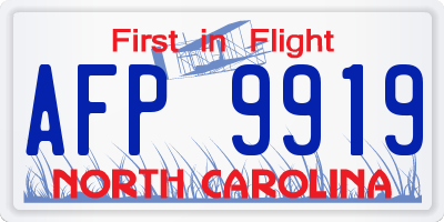 NC license plate AFP9919