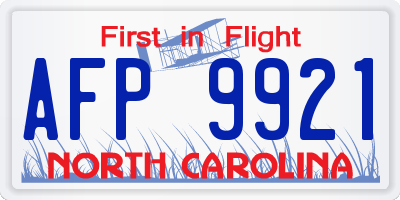NC license plate AFP9921