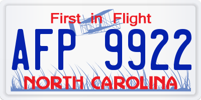 NC license plate AFP9922