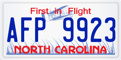 NC license plate AFP9923