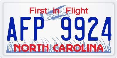 NC license plate AFP9924