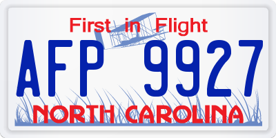 NC license plate AFP9927