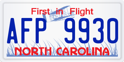NC license plate AFP9930