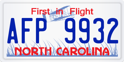 NC license plate AFP9932