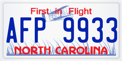 NC license plate AFP9933