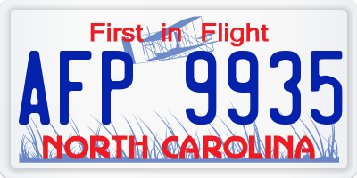 NC license plate AFP9935